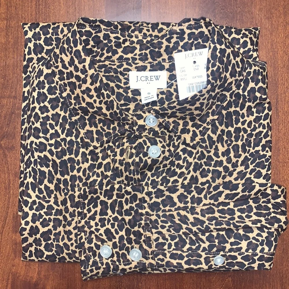 NWT J Crew leopard print long sleeve blouse S
